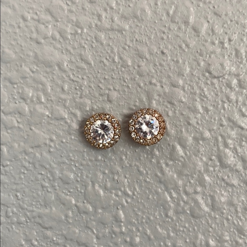Faux Diamond Gold Earrings